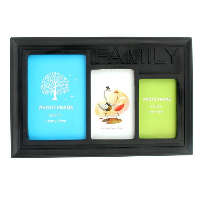 Фоторамка "Семья" на 3 фото 9х13 см, 10х15 см, 13х18 см, чёрная