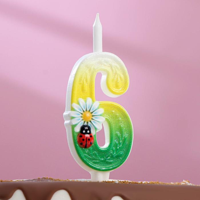 Свеча для торта Ромашки, 10,2 см, разноцветная цифра 6 свеча для торта ромашки 10 2 см разноцветная цифра 1