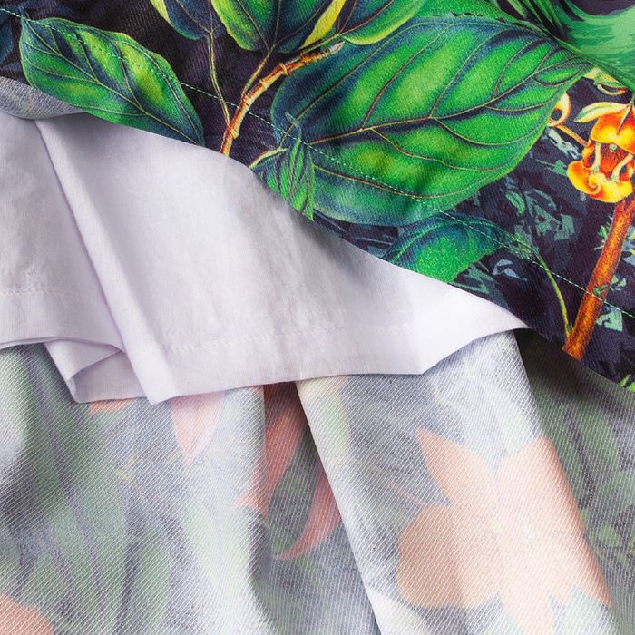 Юбка для девочки, рост 146 см, принт "Тропические цветы" (арт. 87629б)