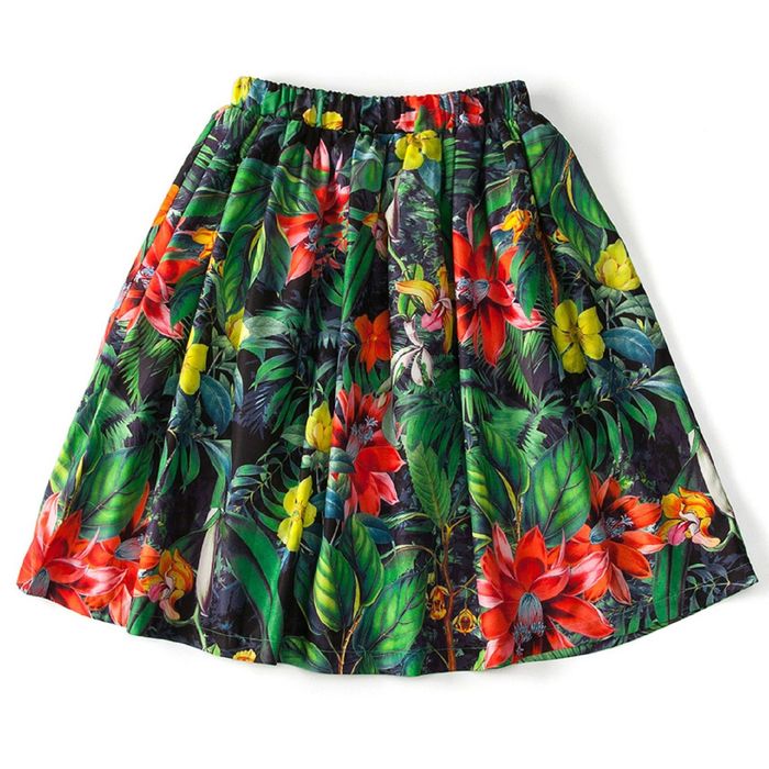 Юбка для девочки, рост 146 см, принт "Тропические цветы" (арт. 87629б)