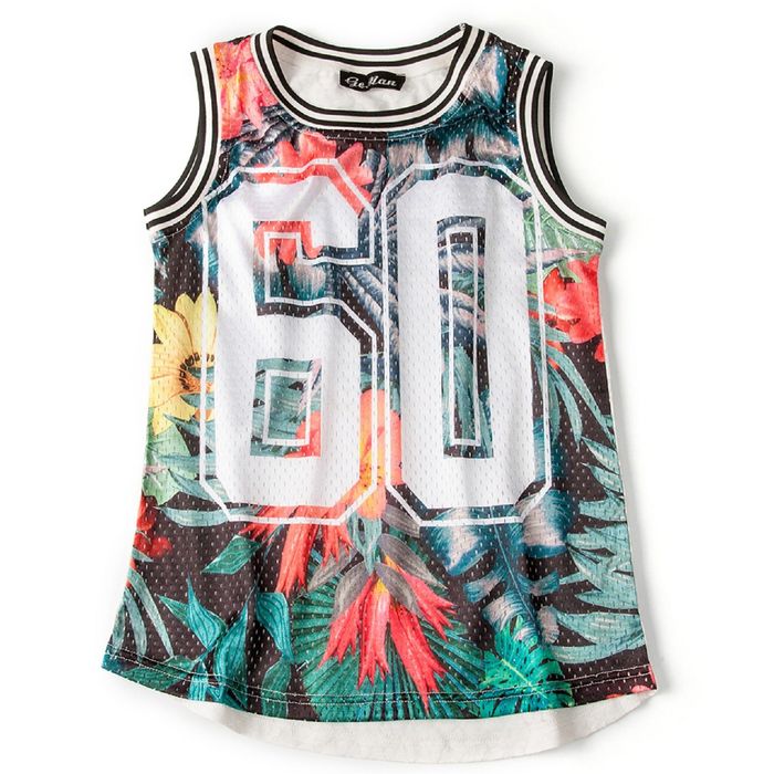 Майка для девочки, рост 164 см, принт "Тропики" (арт. 87646б)