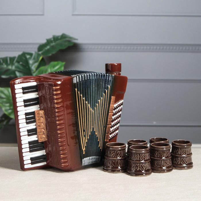 Штоф с рюмками "Аккордеон", 7 предметов, 2,6 л, микс