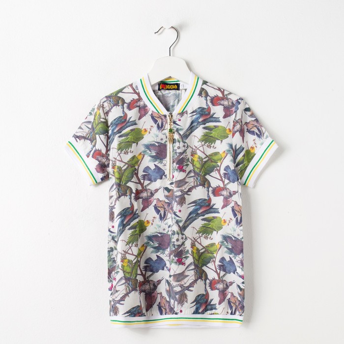 Футболка для девочки, рост 158 см, принт птицы 87632б