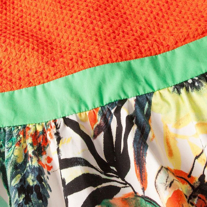 Платье для девочки "Тропические цветы", рост 146 см, цвет оранжевый (арт. 87628б)