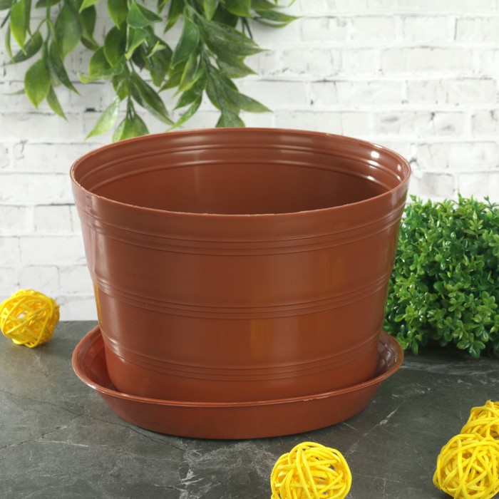 Кашпо 1,4 л "Классик"с поддоном, цвет терракотовый