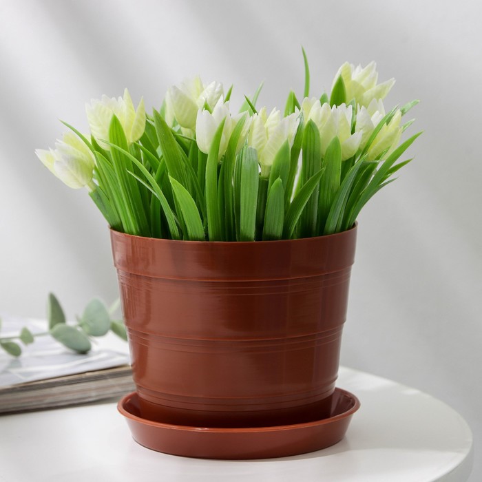 Кашпо 600 мл "Классик" с поддоном, цвет терракотовый