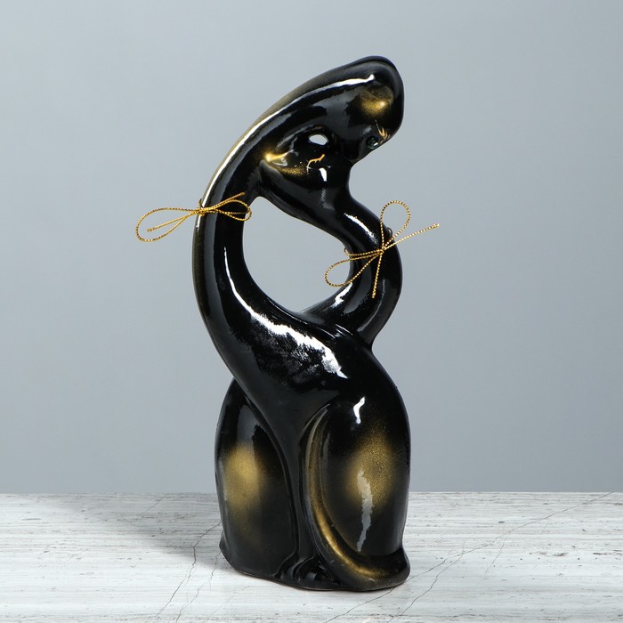 Копилка "Коты нежность" глянец, чёрно-золотая