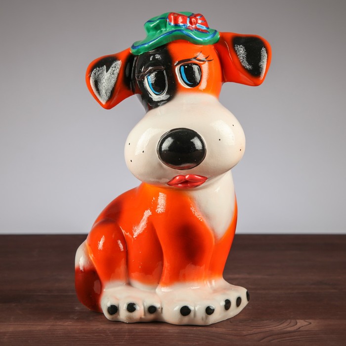 Копилка "Собака Шарлин" глянец, бежевая, микс