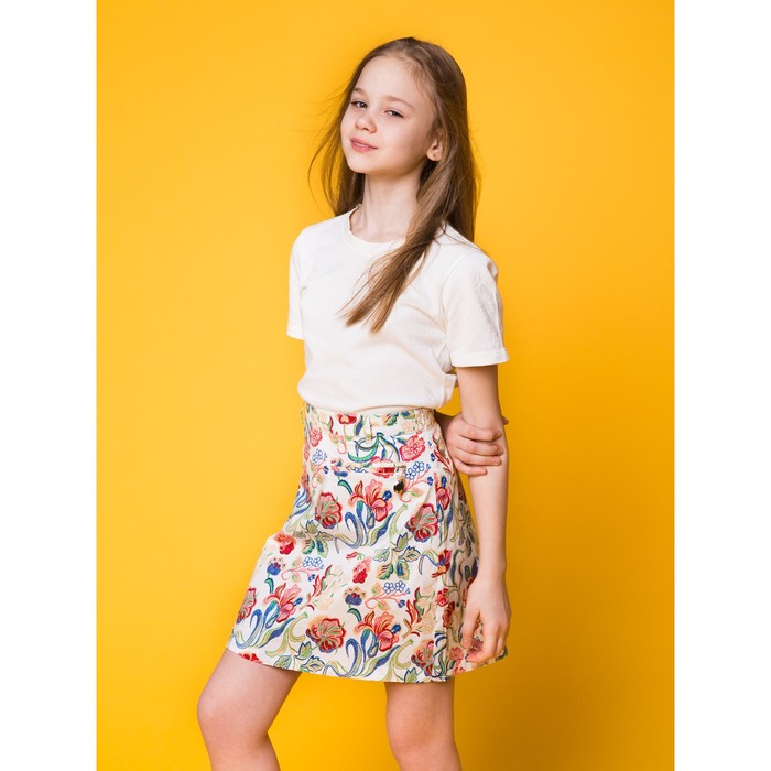 Юбка для девочки "Роспись", рост 164 см, цвет белый (арт. 87473б)