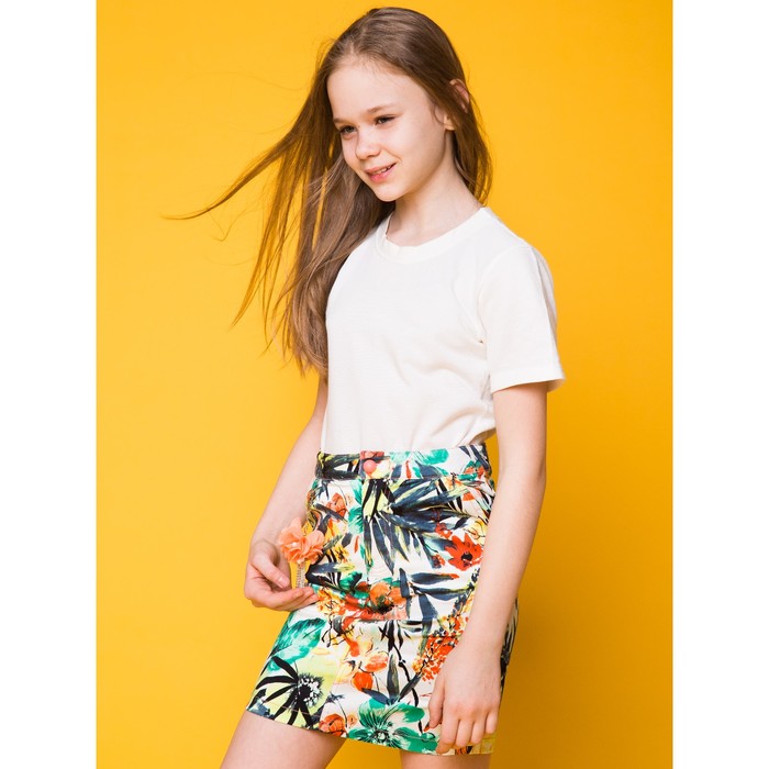 Юбка для девочки "Тропики", рост 134 см, цвет оранжевый (арт. 87643б)