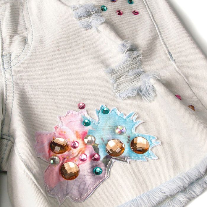 Шорты джинсовые для девочки "Белые камни", рост 164 см, цвет белый " (арт. 88301б)