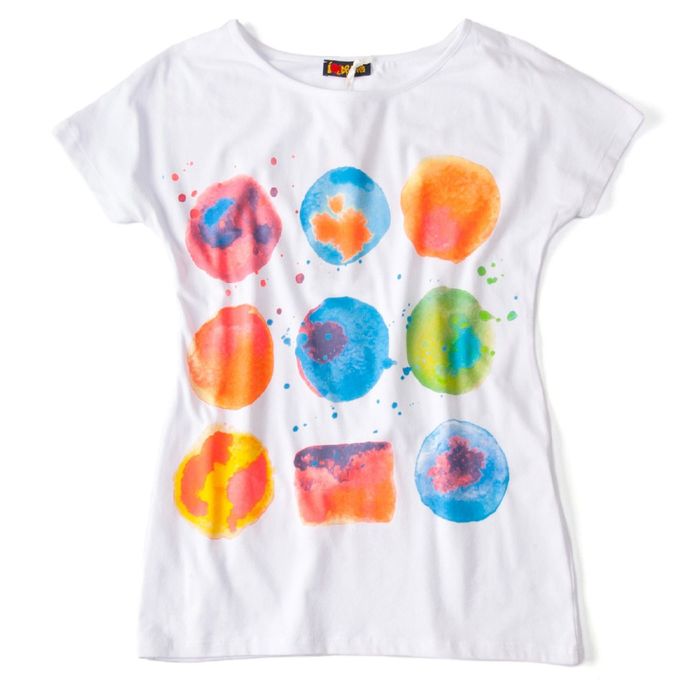 Футболка для девочки, рост 140 см, принт "Палитра" (арт. 90273б)