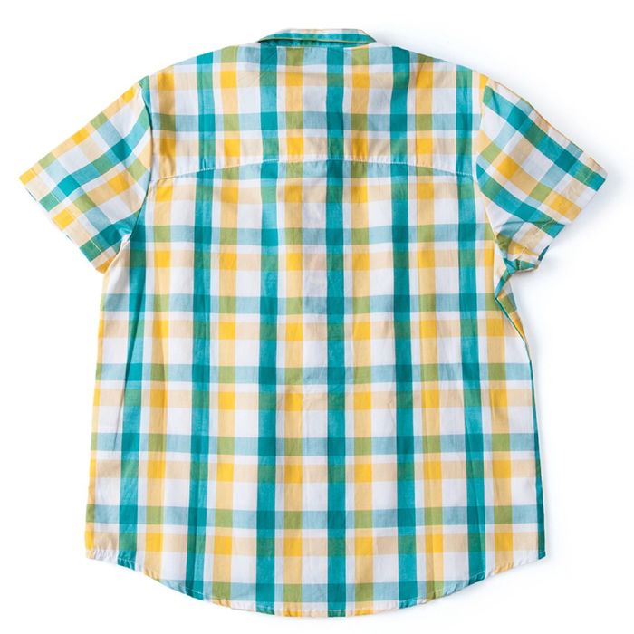 Рубашка для мальчика, рост 140 см, цвет зелёный, принт клетка (арт. 91023б)