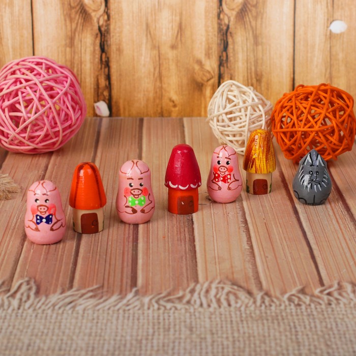 Пальчиковый театр &quot;Три поросёнка&quot;, 7 шт.