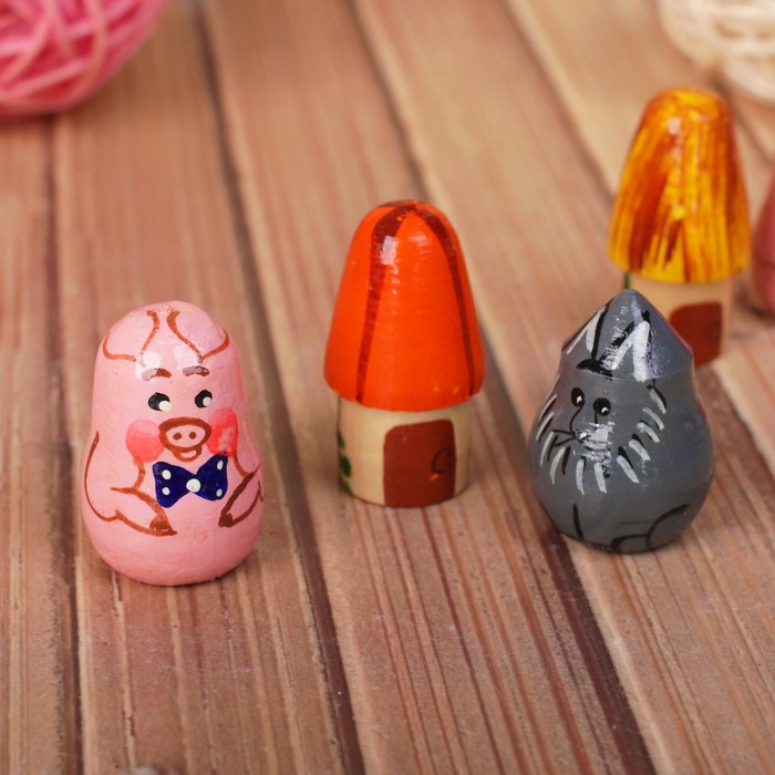 Пальчиковый театр "Три поросёнка", 7 шт.