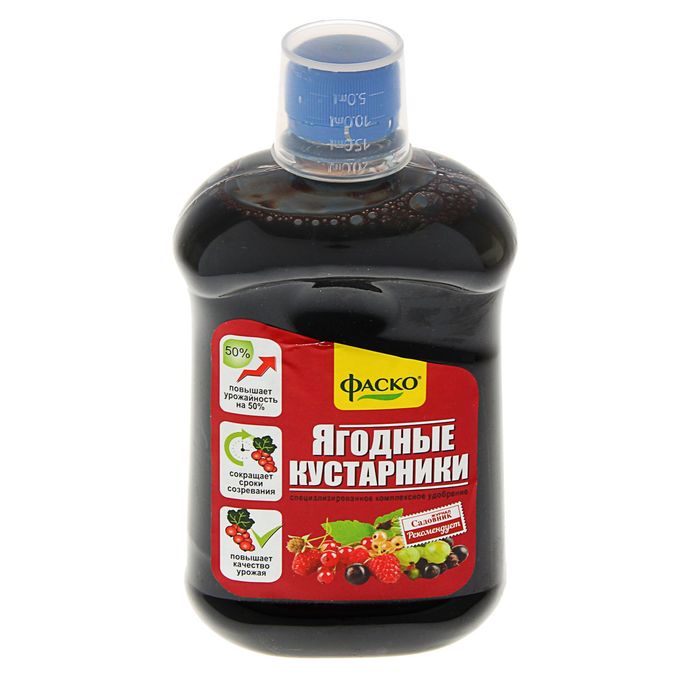Удобрение органоминеральное жидкое Фаско в бутылках Для Ягодных Кустарников, 500 мл