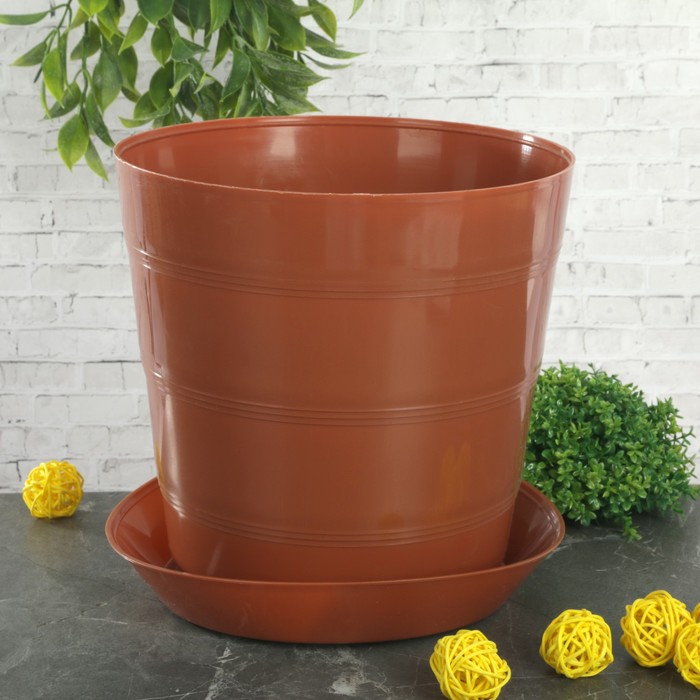 Кашпо 4,4 л "Классик" с поддоном, цвет терракотовый