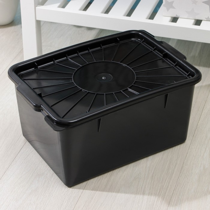 Контейнер для хранения с герметичной крышкой, 18 л, 36,5×26×25 см, цвет чёрный