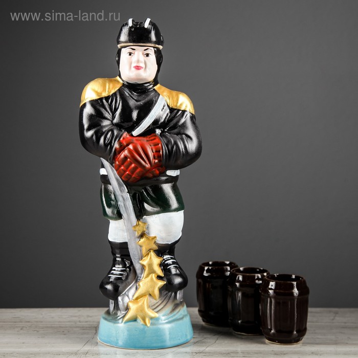 фото Набор для коньяка "хоккеист", 4 предмета в наборе, 0,95 л/0.05 мл, микс керамика ручной работы