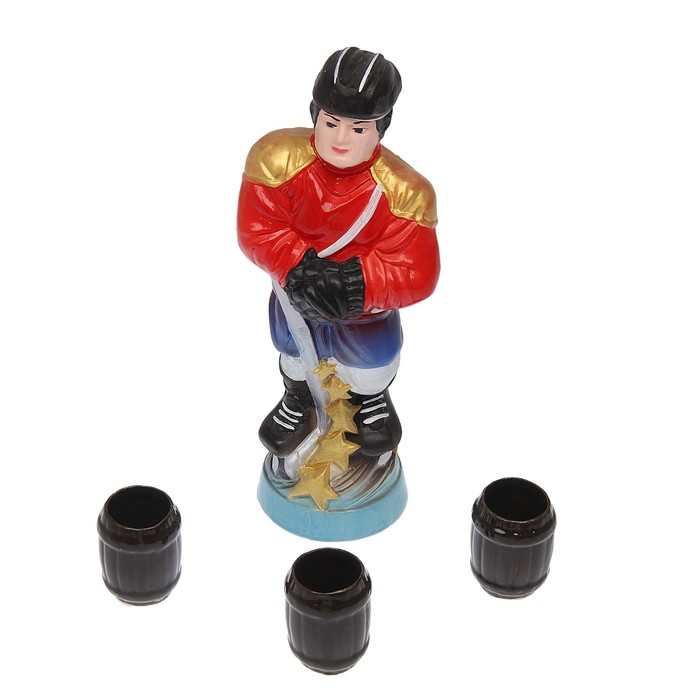 Штоф с рюмками "Хоккеист", 4 предмета, 1 л, микс