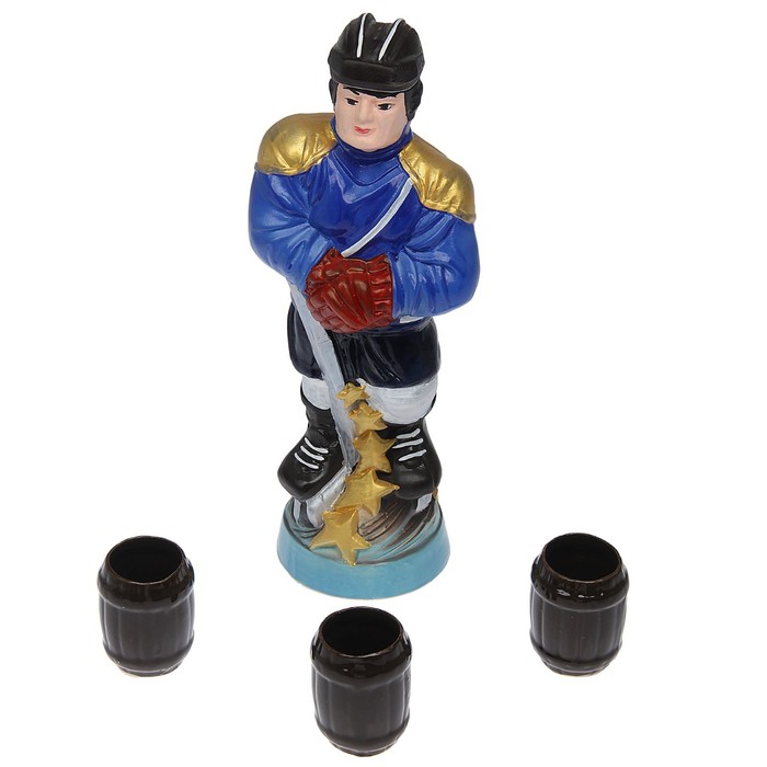 Штоф с рюмками "Хоккеист", 4 предмета, 1 л, микс