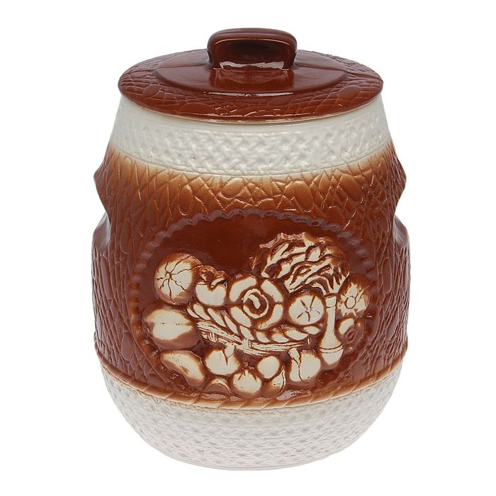 Бочка для солений "Натюрморт" коричнево-белая, 8 л