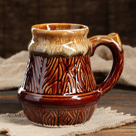 

Пивная кружка "Бочка", коричневая, пена, 1 л