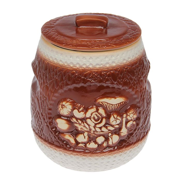 Бочка для солений "Натюрморт" коричнево-белая, 5 л