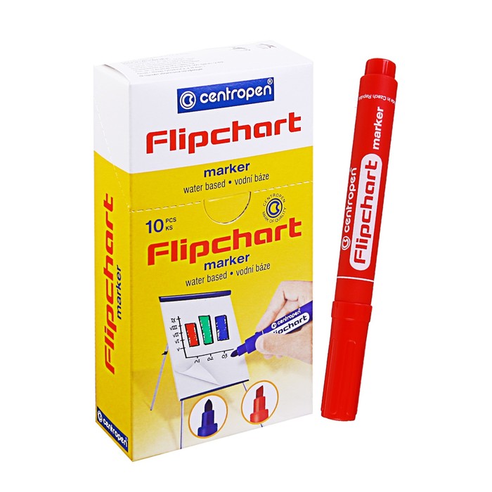 Маркер для флипчарта 5.0 мм Centropen 8550 FLIPCHART, линия 2,5 мм, цвет красный