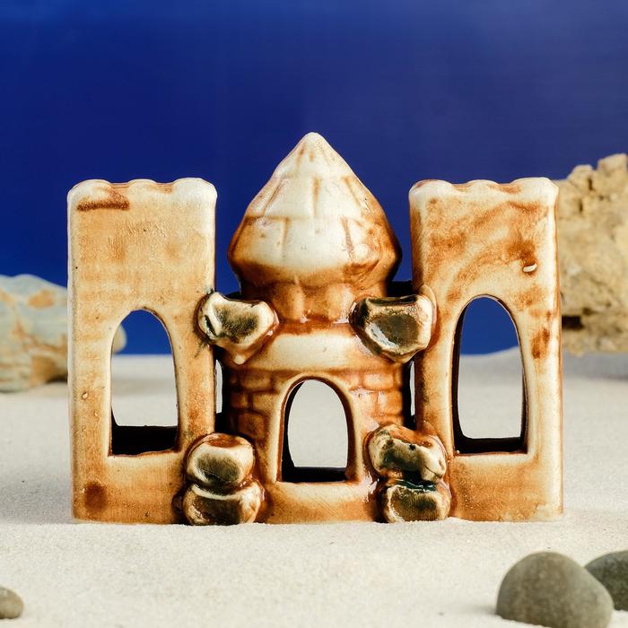 Декорации для аквариума "Три башни" светло-коричневые, микс