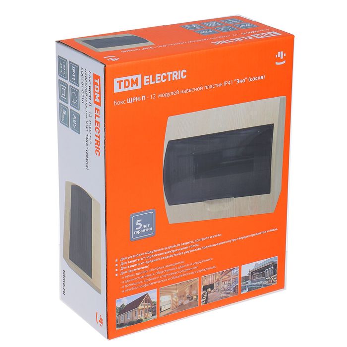 Щит TDM ЩРН-П-12 модулей, IP41, навесной, пластик, цвет сосна, SQ0901-0016