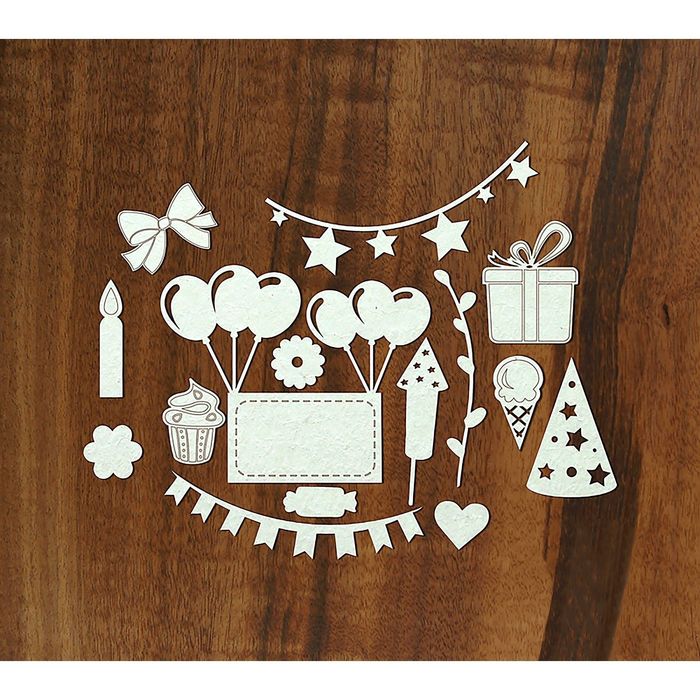 Набор чипбордов "Праздничный" от 2х2 см до 7х9 см, толщ. 0,9-1,15 мм