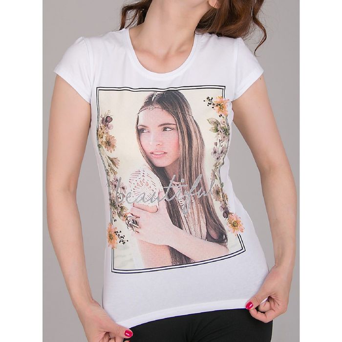 Футболка женская, цвет белый, размер 44-48 (M) (арт. 1008E)