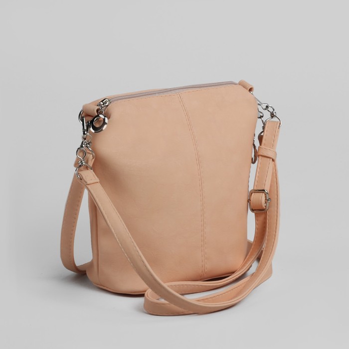 Сумка женская на молнии, 1 отдел, 1 наружный карман, регулируемый ремень, цвет персиковый