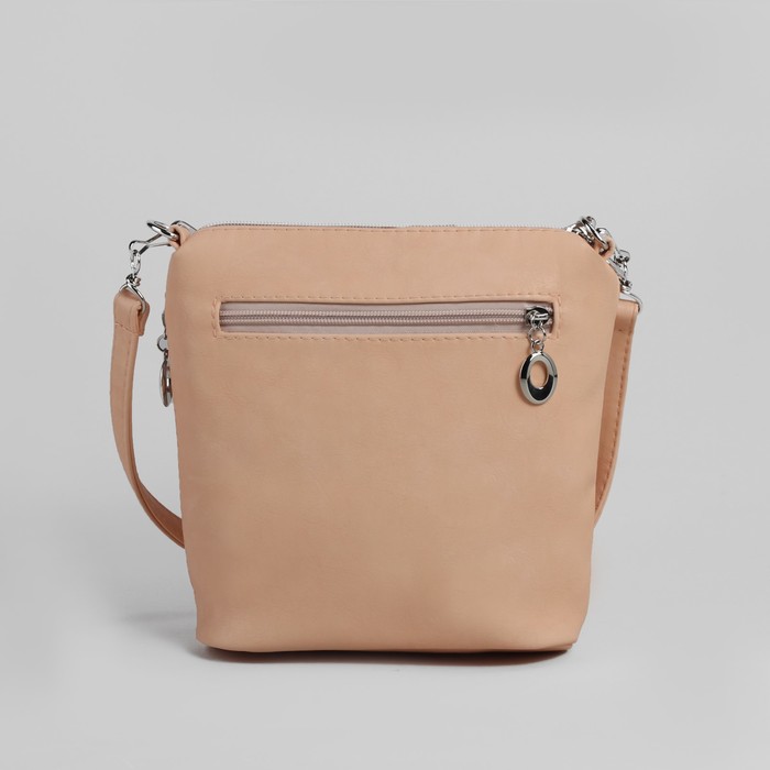 Сумка женская на молнии, 1 отдел, 1 наружный карман, регулируемый ремень, цвет персиковый