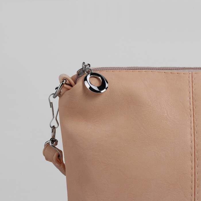 Сумка женская на молнии, 1 отдел, 1 наружный карман, регулируемый ремень, цвет персиковый