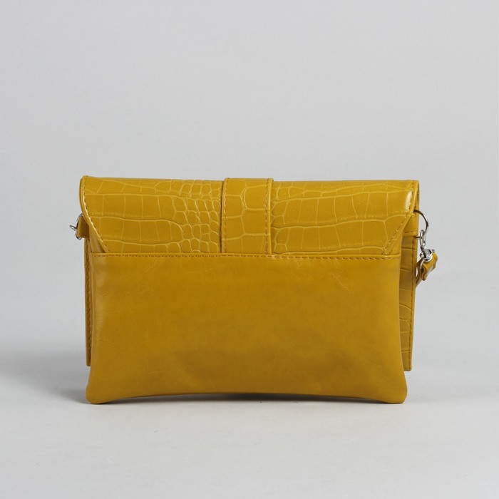 Сумка женская на молнии, 1 отдел, длинный ремень, жёлтая