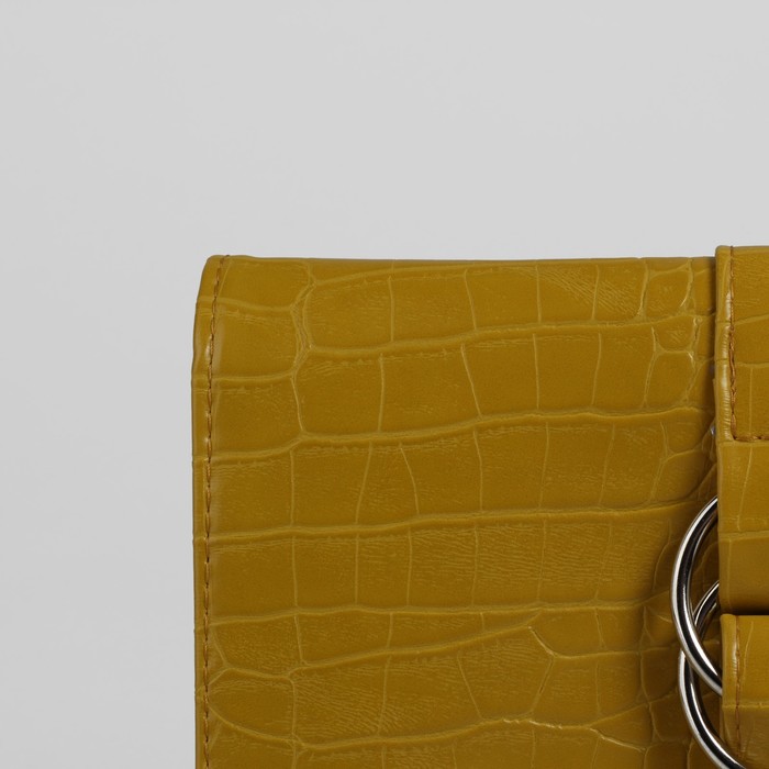 Сумка женская на молнии, 1 отдел, длинный ремень, жёлтая