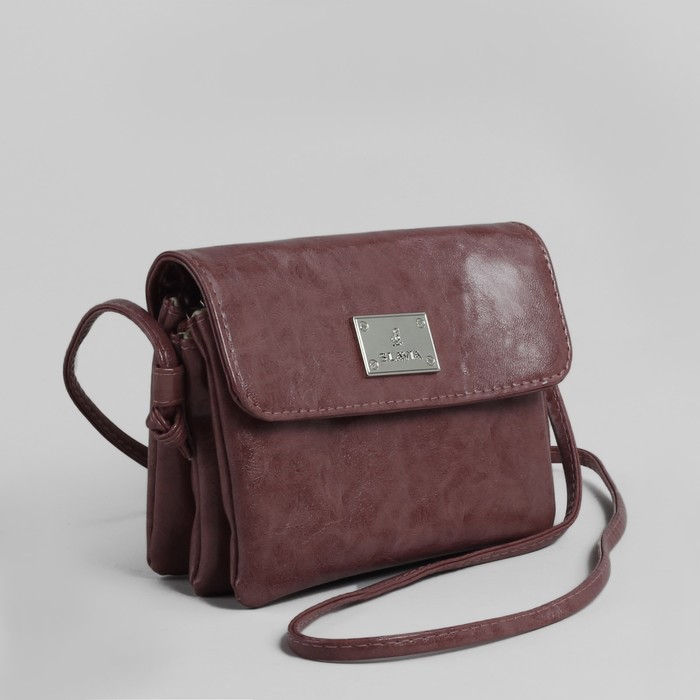 Сумка женская на молнии, 3 отдела, 1 наружный карман, длинный ремень, цвет сиреневый