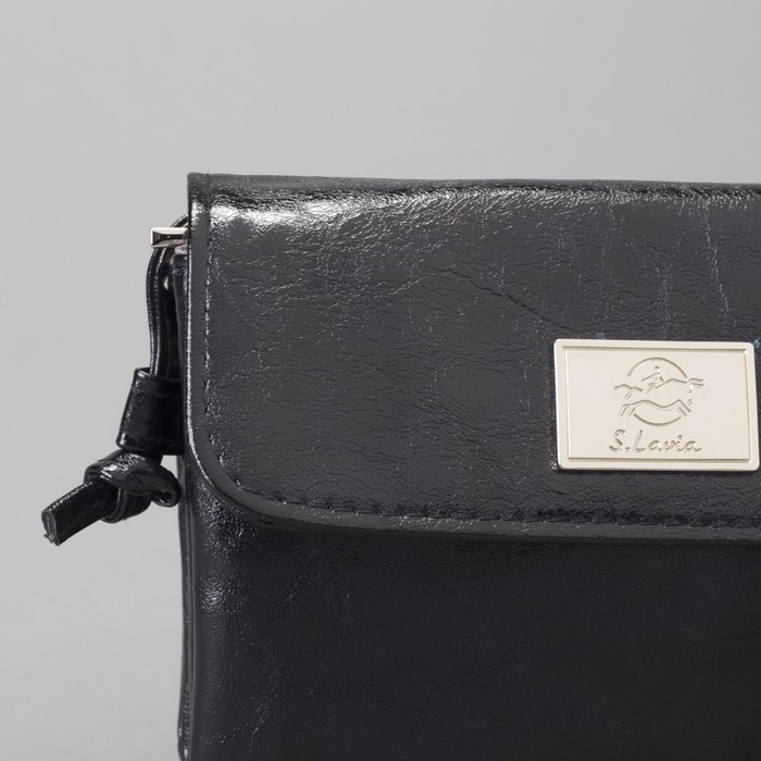 Сумка женская на молнии, 3 отдела, 1 наружный карман, длинный ремень, чёрная