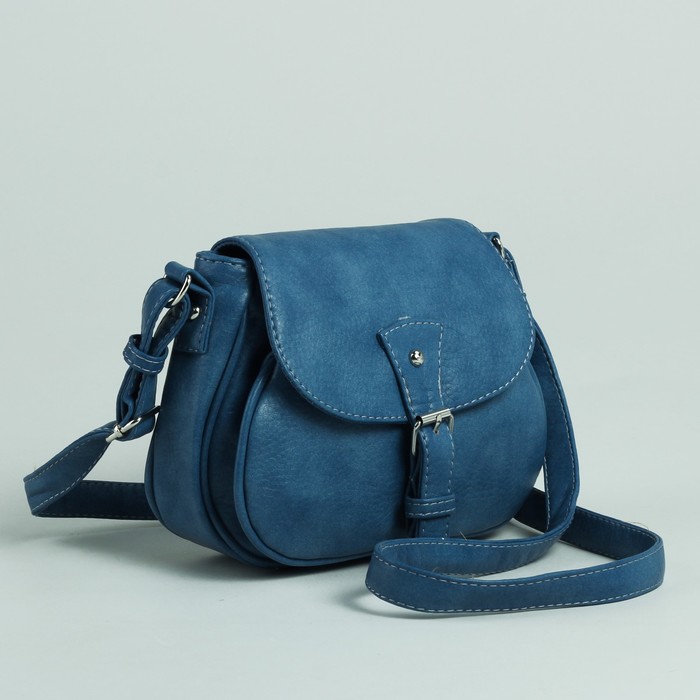 Сумка женская на молнии, 1 отдел, 1 наружный карман, регулируемый ремень, синяя