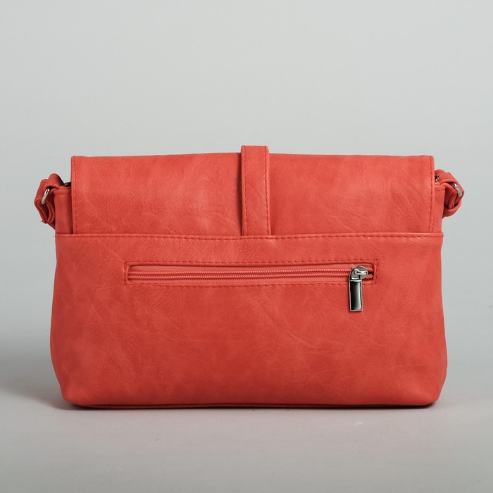 Сумка женская на молнии, 1 отдел, 1 наружный карман, длинный ремень, красная