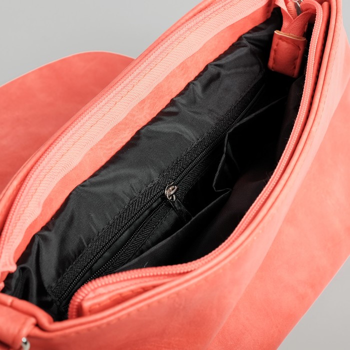 Сумка женская на молнии, 1 отдел, 1 наружный карман, длинный ремень, красная