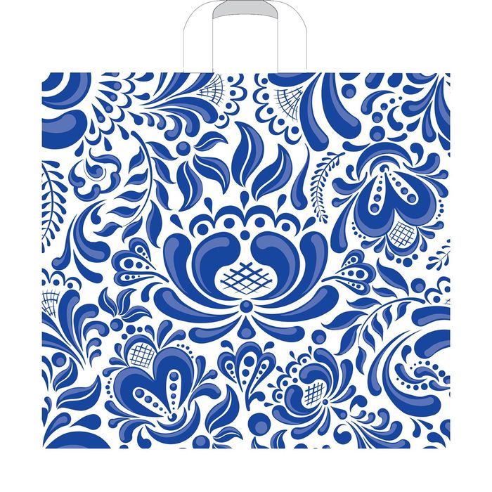 Пакет "Гжель", полиэтиленовый с петлевой ручкой, 40х36 см, 70 мкм