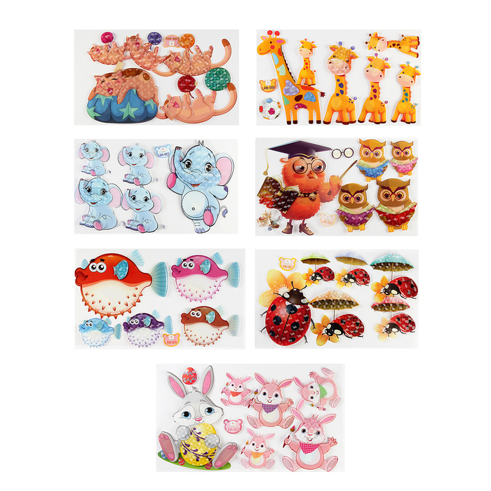 Наклейка пластик многослойная 5D "Природа" МИКС 60х30 см