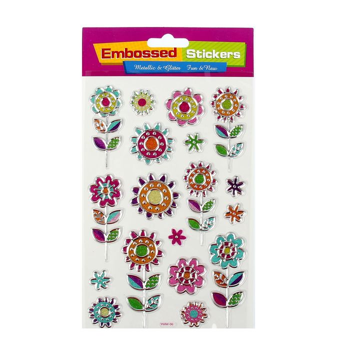 Наклейка алюминий, пластик "Цветы" МИКС 25х14 см