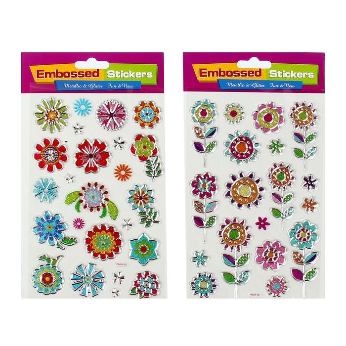 Наклейка алюминий, пластик "Цветы" МИКС 25х14 см