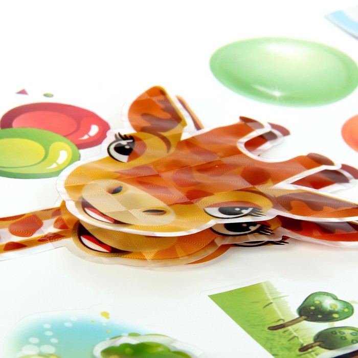 Наклейка пластик многослойная 5D "Животные" МИКС 44,5х26 см