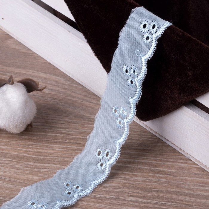 Кружево "Шитьё", ширина 30мм, 14±1м, цвет голубой