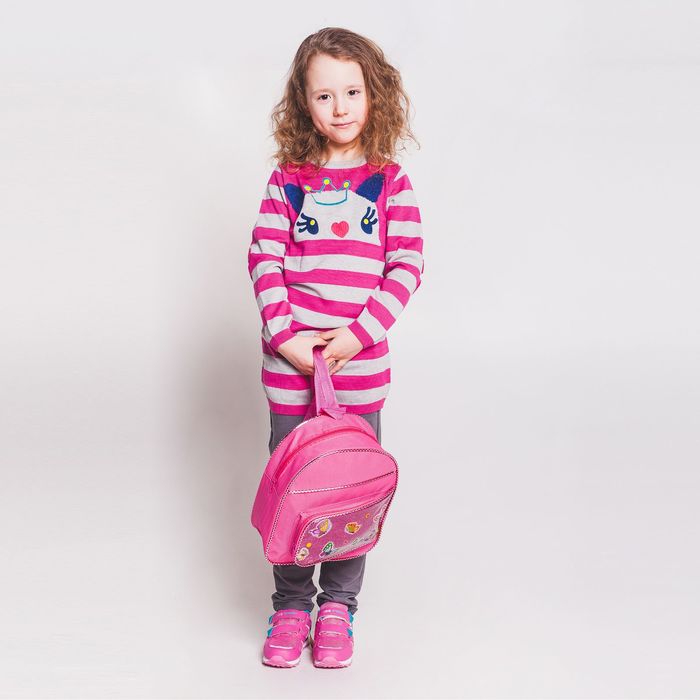 Рюкзак детский на молнии "Бабочки", 1 отдел, 1 наружный карман, розовый